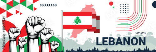 Celebrate Lebanon independence in style with bold and iconic flag colors. raising fist in protest or showing your support, this design is sure to catch the eye and ignite your patriotic spirit!