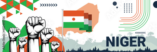 Celebrate Niger independence in style with bold and iconic flag colors. raising fist in protest or showing your support, this design is sure to catch the eye and ignite your patriotic spirit!