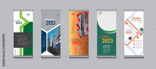 Roll up banner template design,banner layout, advertisement, pull up, polygon background.