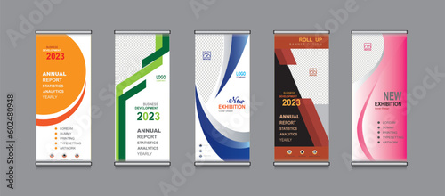 Roll up banner template design,banner layout, advertisement, pull up, polygon background.