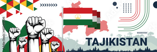 Celebrate Tajikistan independence in style with bold and iconic flag colors. raising fist in protest or showing your support, this design is sure to catch the eye and ignite your patriotic spirit!