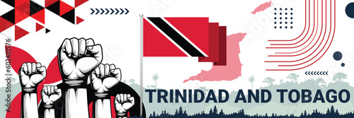 Trinidad and Tobago independence in style with bold and iconic flag colors. raising fist in protest or showing your support, this design is sure to catch the eye and ignite your patriotic spirit!