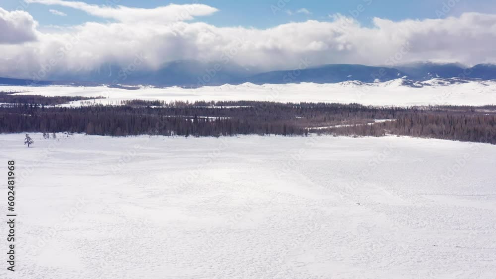 Altai mountains in winter. Kurai ridge. Aerial view. Altai mountains in winter. Kurai ridge. Aerial view.