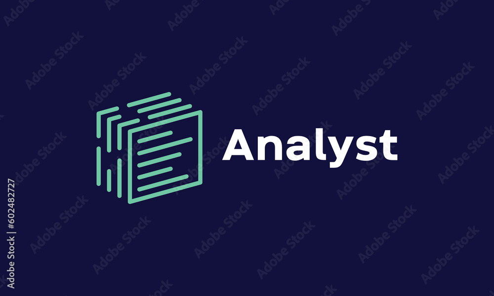 Data analyst logo vector statistic chart graphic diagram financial concept analysis economy growth investment profit progress