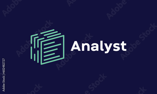 Data analyst logo vector statistic chart graphic diagram financial concept analysis economy growth investment profit progress