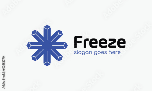 Freeze ice concept snow season natural cool temperature weather logo vector