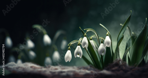 Snowdrop Flowers Background , Generative AI