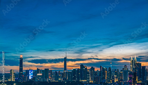 Cityscape of Kuala Lumpur cityscape during sunset blue hours