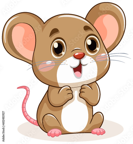 Cute Little Mouse with Big Ears Cartoon Character