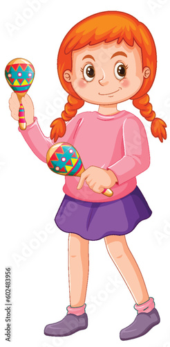 Girl playing maracas vector