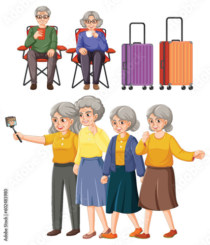 Set of grandparent cartoon character