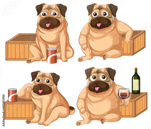 Set of cute dog cartoon