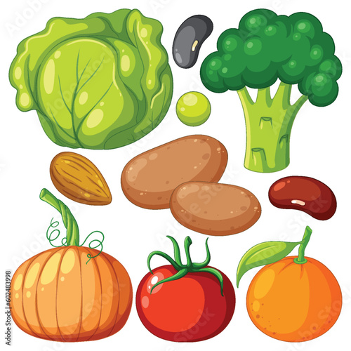 Set of mix fruit and vegetable