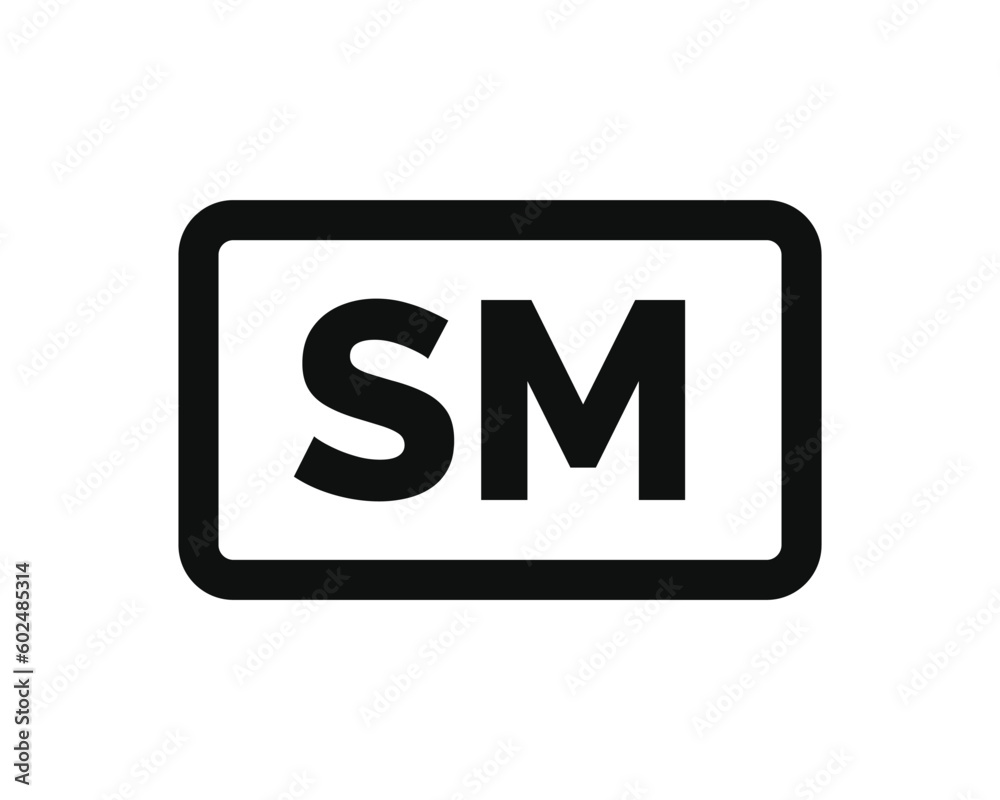 SM mark icon isolated on white background SM mark icon isolated on white background