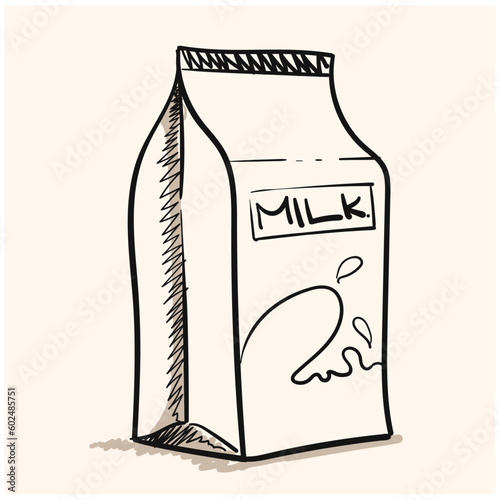 milk box doodle icon vector