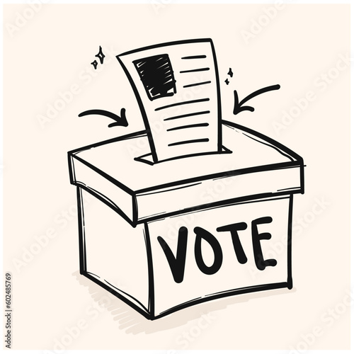 vote box doodle icon vector photo