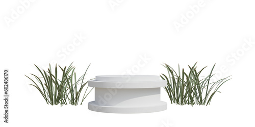 Natural background white cylindrical plinth for product display  advertising  beauty  3D rendering.