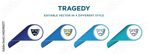 tragedy icon in 4 different styles such as filled, color, glyph, colorful, lineal color. set of vector for web, mobile, ui