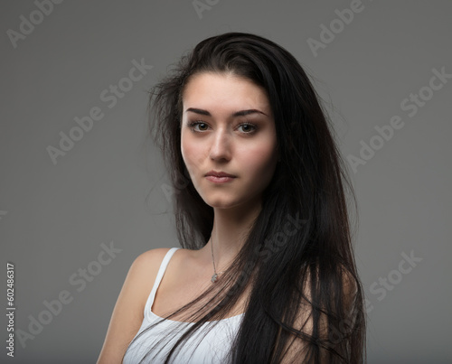 Fair-skinned girl, long hair, portrait