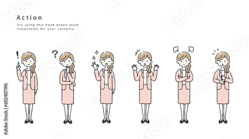 ビジネスウーマンの表情セット