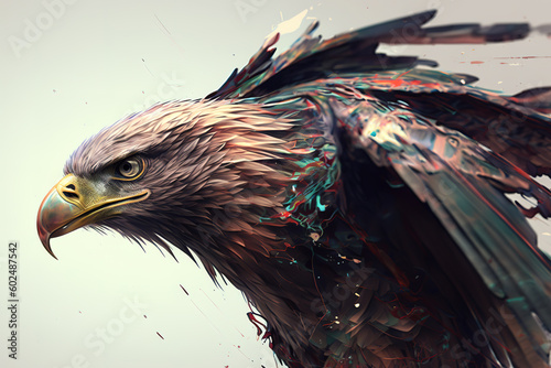 Image of an eagle flaps its wings. Birds. Wildlife Animals. Illustration, generative AI.