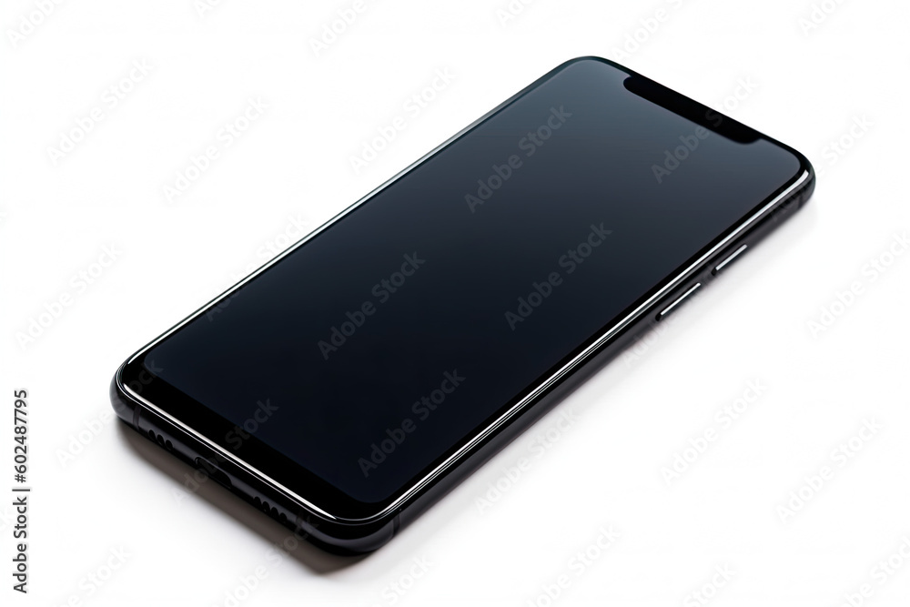Hand holding a black smart phone with blank screen isolated on white background Hand holding a black smart phone with blank screen isolated on white background