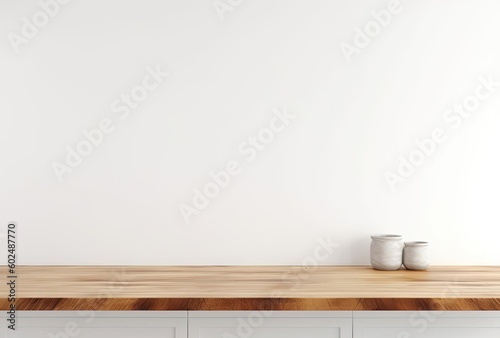wooden board counter top mock up background, generative ai © Кирилл Шаповал