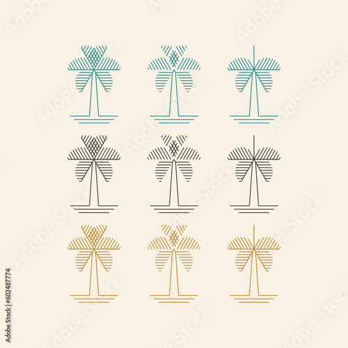 Set of palm logo design vector template, palm tree collection 