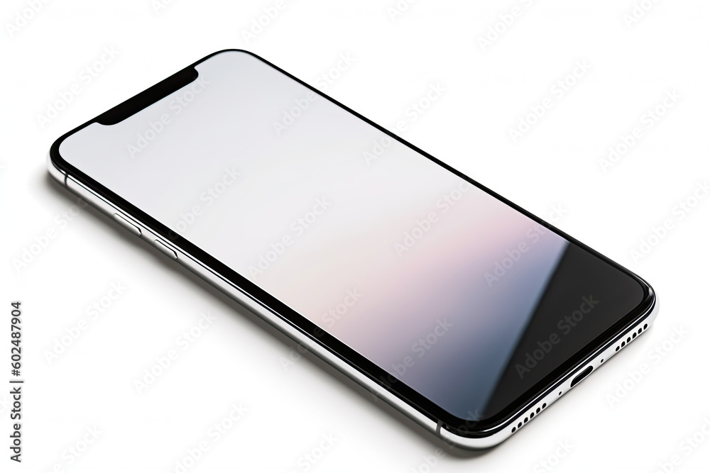 Hand holding a black smart phone with blank screen isolated on white background Hand holding a black smart phone with blank screen isolated on white background