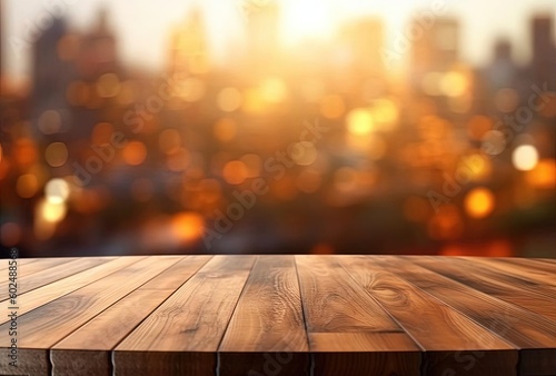 wooden table on a blurred background, generative ai