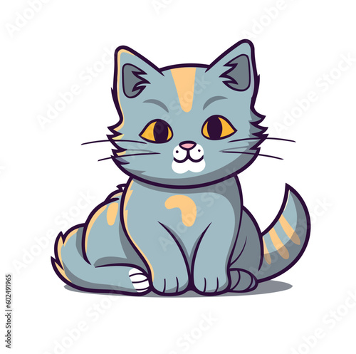 Cat Cute Kitten Sitting Vector Cartoon Icon Mascot Illustration