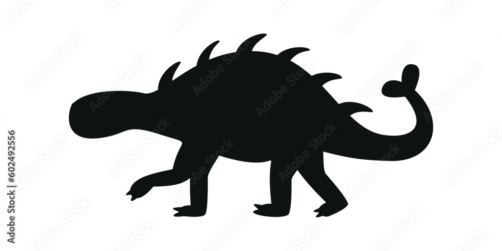 Flat vector silhouette illustration of dinosaur Flat vector silhouette illustration of dinosaur