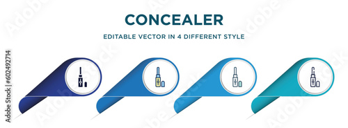 concealer icon in 4 different styles such as filled, color, glyph, colorful, lineal color. set of vector for web, mobile, ui