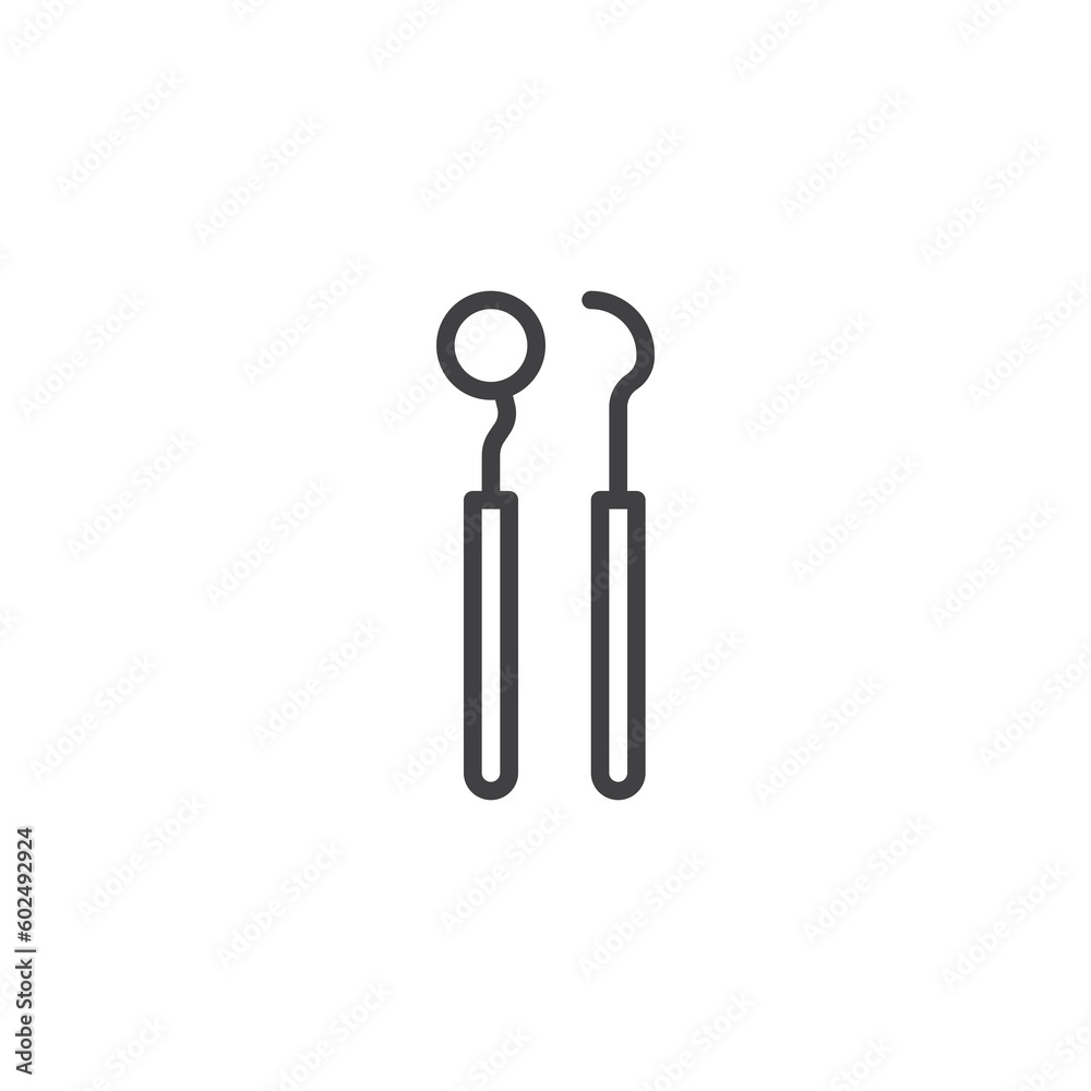 Dental tools line icon Dental tools line icon