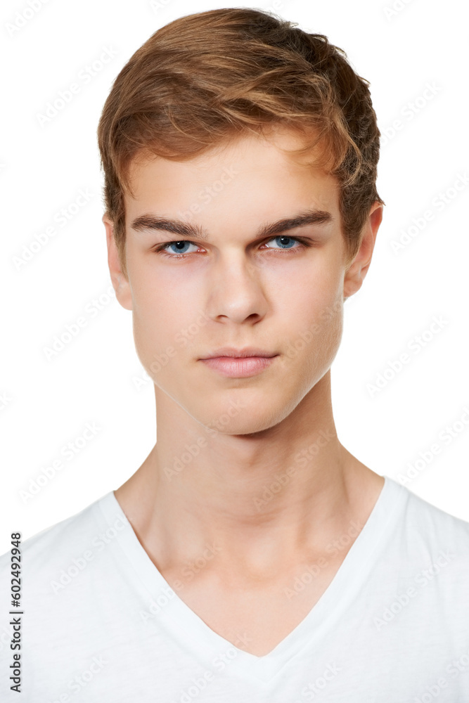 Fashion, serious and portrait of man in studio with confidence, attractive and pride on white background. Youth, confident and face of isolated handsome young male person with focused expression Fashion, serious and portrait of man in studio with confidence, attractive and pride on white background. Youth, confident and face of isolated handsome young male person with focused expression