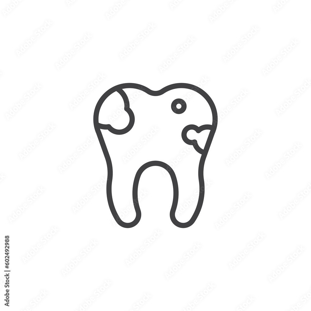 Dental caries line icon Dental caries line icon
