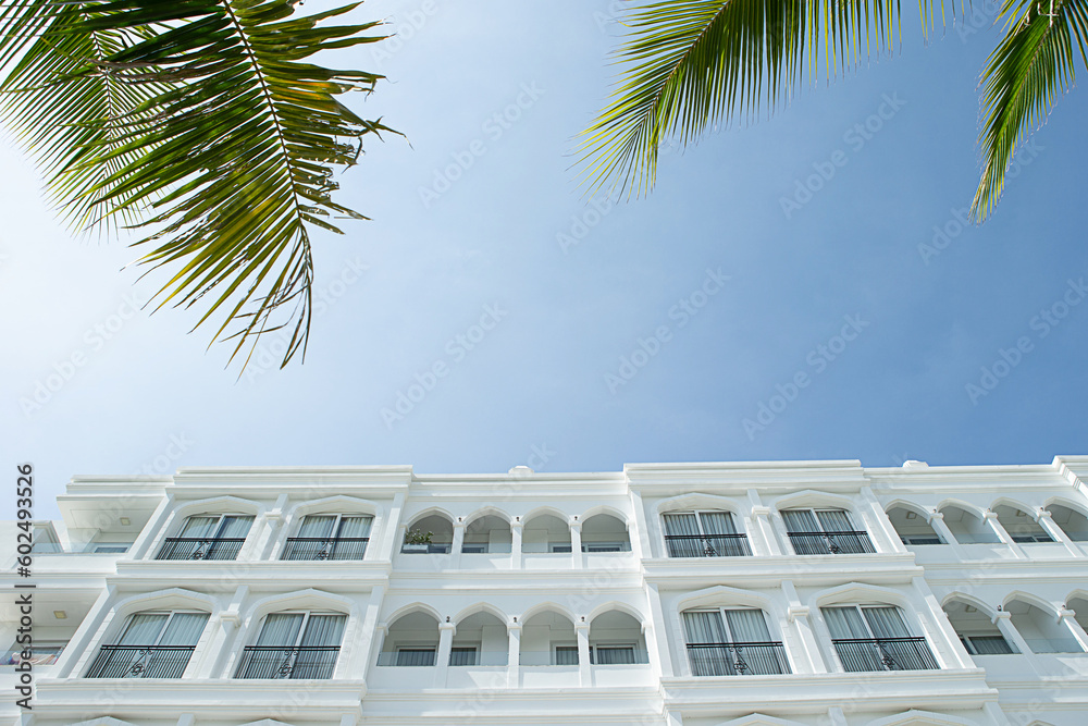 Fototapeta premium trees in front of a hotel