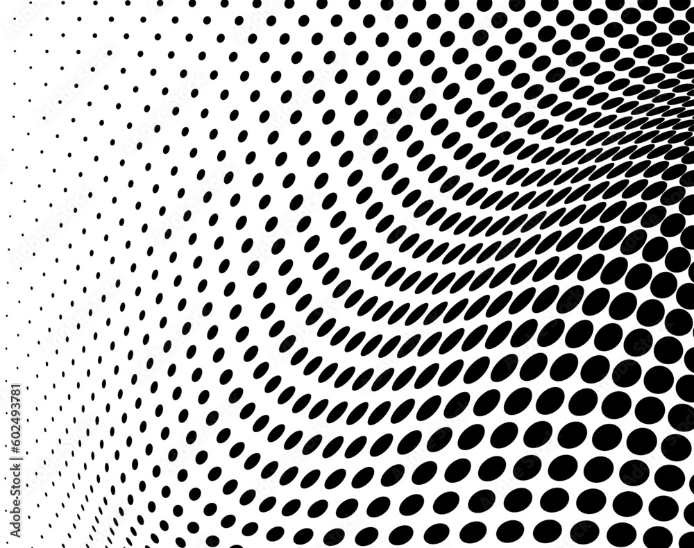 Black and white halftone texture flowing wave Black and white halftone texture flowing wave