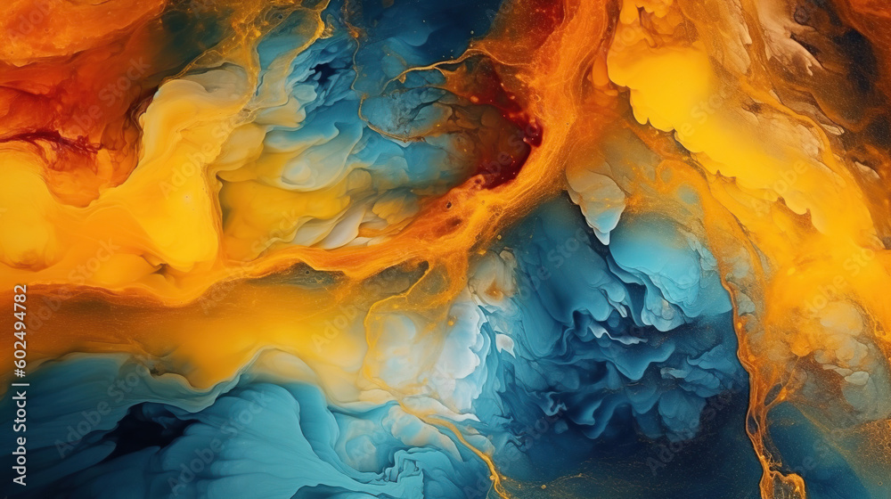 custom made wallpaper toronto digitalBeautiful abstract fluid art background texture. ink and gold mixed texture, Generative AI