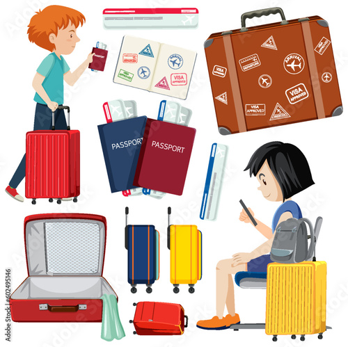 Playful Characters and Tourism Elements Vector Collection