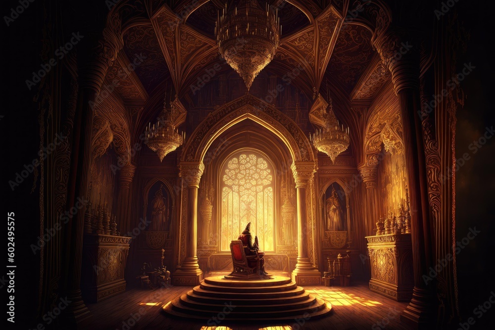 Fantasy medieval great hall in the castle 3d... - Stock Illustration  [84784181] - PIXTA
