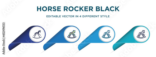 horse rocker black icon in 4 different styles such as filled, color, glyph, colorful, lineal color. set of vector for web, mobile, ui