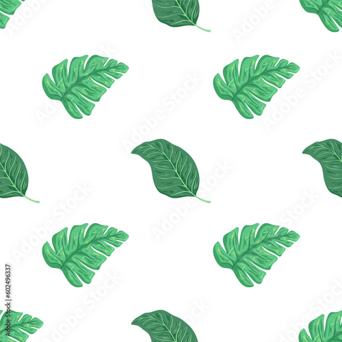 seamless pattern of tropical leaves with flat style