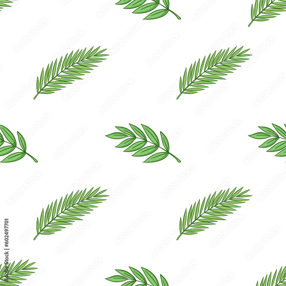 cute palm leaves in seamless pattern