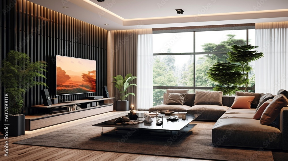 Fototapeta premium a stylish and comfortable modern living room. GENERATE AI