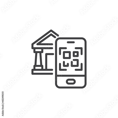 Museum QR code line icon