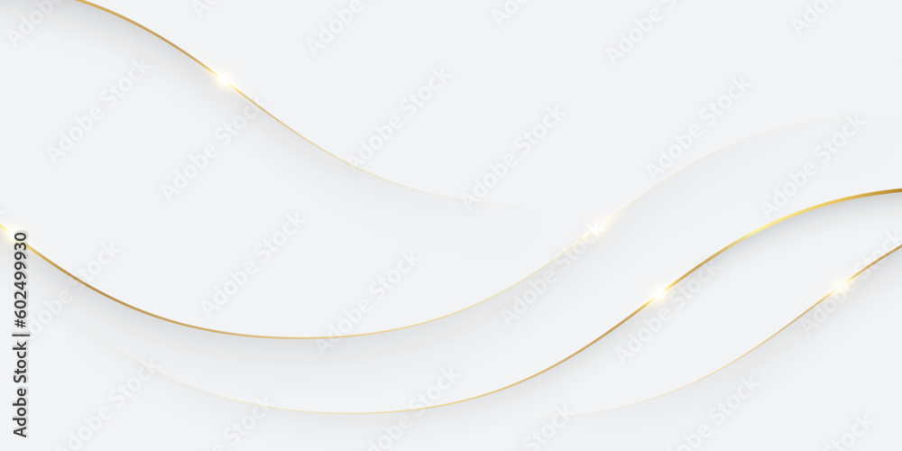 White abstract background with golden lines - obrazy, fototapety, plakaty 