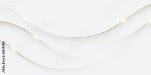 White abstract background with luxury golden lines