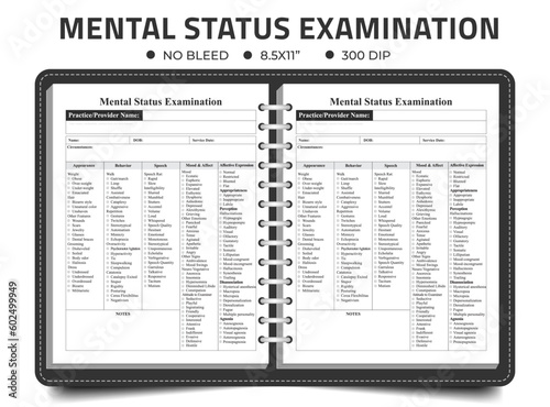Mental Status Examination Checklist, Notebook Or Logbook Journal Template,