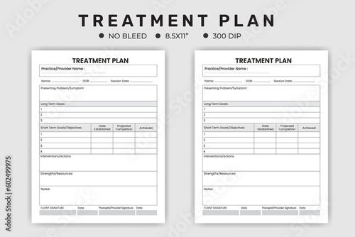 Treatment plan logbook or notebook planner kdp interior, treatment Notes Template, Therapist Notes Template for Clients, Therapist Worksheet, Counseling Session Notes.